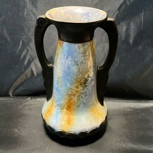 Vintage Lusterware Vase Czecho-Slovakia Partial Iridescent 9 1/2" T Brown Mat